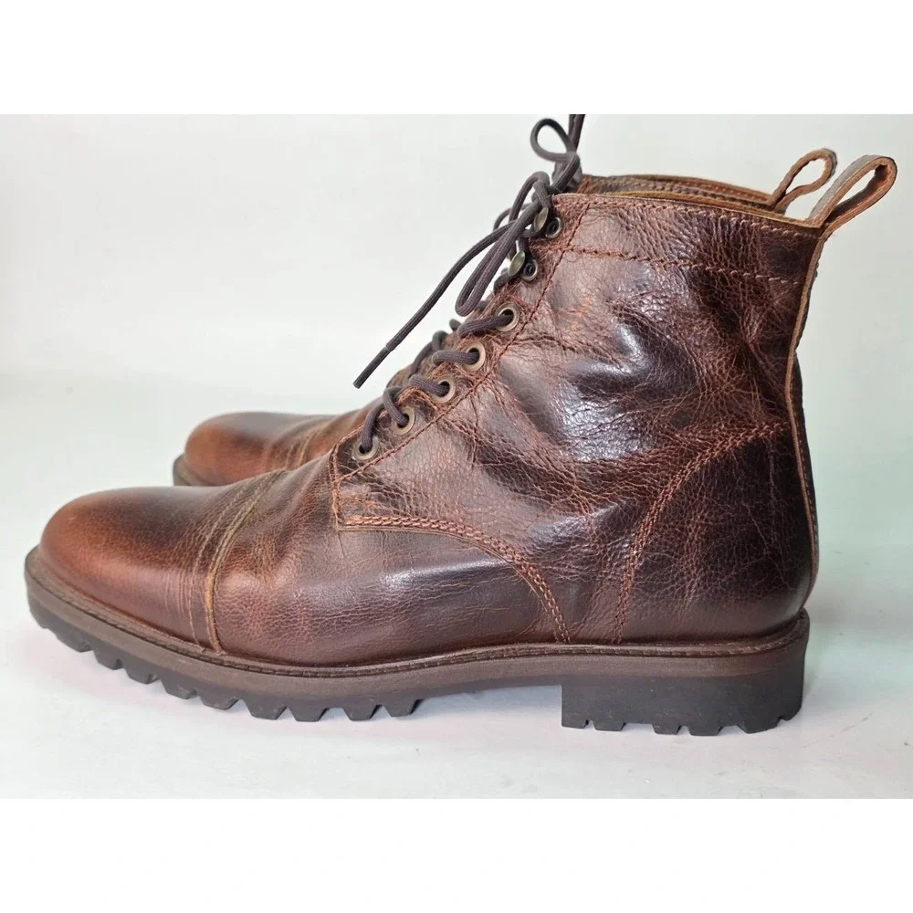 Patina Portland Men's Boots Size 12.5 EU 46 Brown Leather Lace Up High Top Shoes